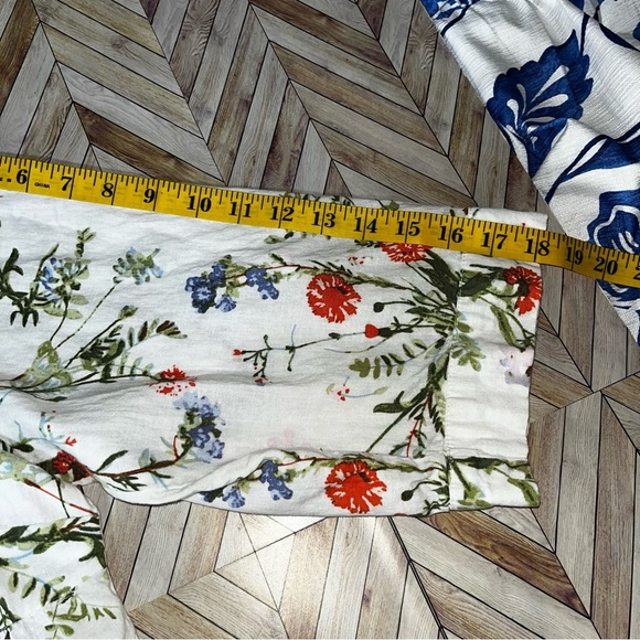 Jones & Co Linen Blend Full Button Front Plus Size V Neck Blouse White Floral 2X - Picture 10 of 10